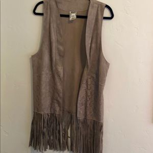 Ultra suede vest with fringe NWOT